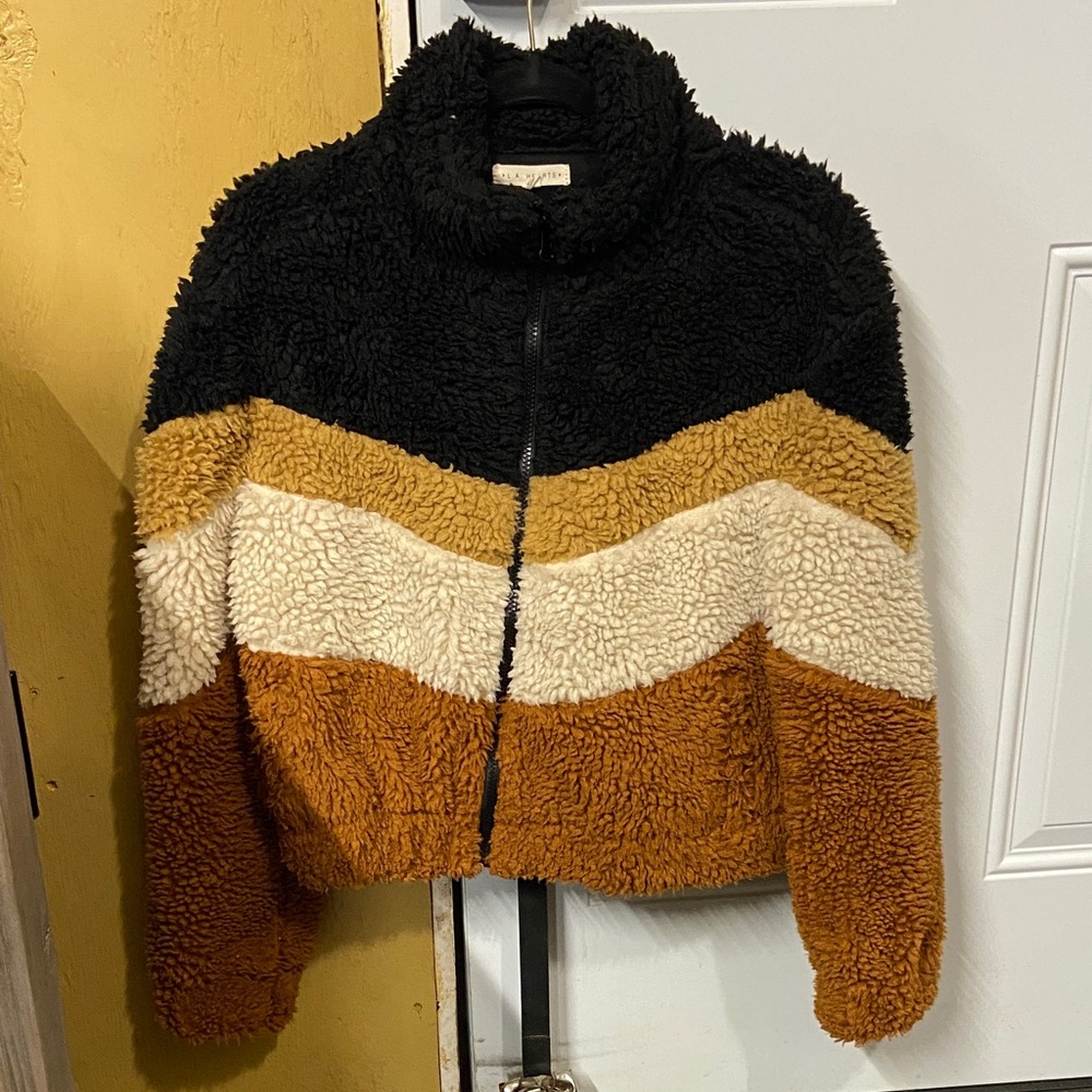 La Hearts Black, Brown, and Cream Bomber Jacket